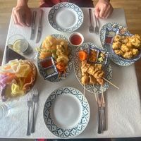 Vegetarian crackers, tempura veg, satay tofu & crispy mushrooms at Chai-Yo Thai Restaurant in Sheringham