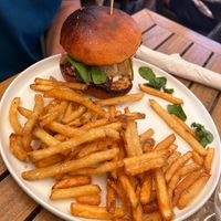 Oyster mushroom burger at Whitetooth Mountain Bistro  in Golden
