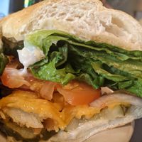 Vegan Chickenless sandwich with tatertots at Annette's in Salem