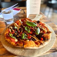 Vegan pizza. at Bryggjan in Akureyri