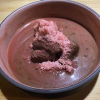 Chocolate strawberry mousse!  So good    at Bryggjan in Akureyri