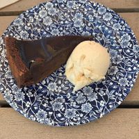 The only vegan pudding. Chocolate caramel tart  at The White Horse in Brigg