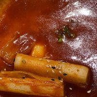 Ricke cakes in the sauce at Korean BBQ House- Barbican in London