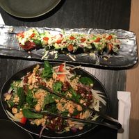 Sushi and Peking jackfruit. at PLANTA Queen in New York City