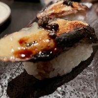UNAGI EGGPLANT NIGIRI 
truffle miso at PLANTA Queen in New York City