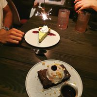 Matcha cheesecake and brownie at PLANTA Queen in New York City