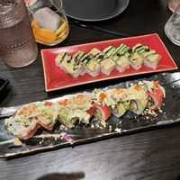 rainbow roll and torched and pressed  at PLANTA Queen in New York City