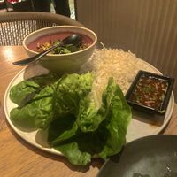 Lettuce spring wraps wok noodles  at PLANTA Queen in New York City