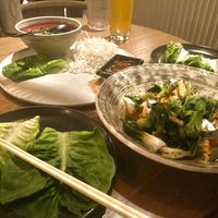 Both dishes together (half eaten!)  at PLANTA Queen in New York City