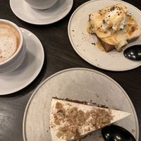 Banana pudding, carrot cake, oat latte, matcha latte  at PLANTA Queen in New York City