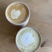 Matte latte and normal latte at Sunshine Cafe & Yoga in Penryn