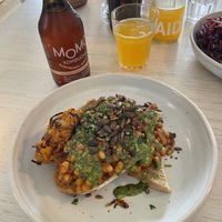 Beans on toast with sweet potato hash  at Sunshine Cafe & Yoga in Penryn