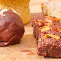 Exquisite Vegan Peanut Brownie and Almond Chocolate Ball from Sunshine Yoga Studio in Penryn Falmouth at Sunshine Cafe & Yoga in Penryn