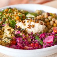 Beautiful Trio of Fresh Vibrant Salads at Sunshine Yoga Studio in Penryn Falmouth at Sunshine Cafe & Yoga in Penryn
