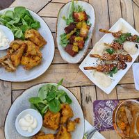 (Left ones are vegan, fried mushrooms and cauliflower) at Bij Cosineros in Zuidlaren