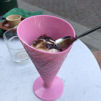 I’ve cream with chocolate sauce  at Foodbar de Zoetekauw in Enschede