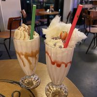 Supreme mylkshakes Banana Peanutbutter and Unicorn: both great, but the Unicorn one is sweeter.  at Foodbar de Zoetekauw in Enschede