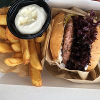 Classic burger with fries and original mayo. They also have bearnaise mayo and chili mayo which are amazing!  at Square Burger in Copenhagen