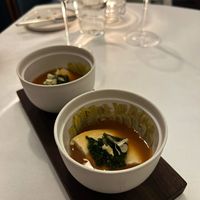 Homemade tofu from local soy beans, artichokes  at Eleven Madison Park in New York City