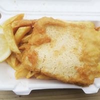 Vegan fish and chips at Harbour Lights Fish & Chips in Falmouth