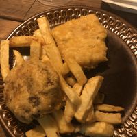 We took the meal home - the above is jackfruit and the round one is the fishcake  at Harbour Lights Fish & Chips in Falmouth