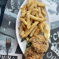 Vegan Fishcakes  at Harbour Lights Fish & Chips in Falmouth