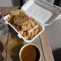 Fishcake at Harbour Lights Fish & Chips in Falmouth