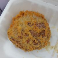 Vg fish/crab cake at Harbour Lights Fish & Chips in Falmouth