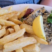 Vegan fish and chips at Harbour Lights Fish & Chips in Falmouth
