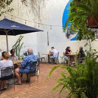 The courtyard in the back at Etnofood in Oaxaca