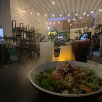 Fresh bowl and Jamaican flower drink  at Etnofood in Oaxaca