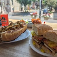 Philly cheese steak, Italian sub, and buffalo chicken wings at Subculture Vegan Deli & Provisions  in Albany