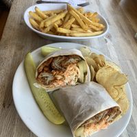  Mushroom daily special wrap and cheesy fries  at Subculture Vegan Deli & Provisions  in Albany