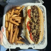 Cheesesteak and fries  at Subculture Vegan Deli & Provisions  in Albany