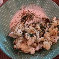 [Vegan version] Roasted cauliflower & za'atar labneh** (tahini instead of labneh) at Mazal in Los Angeles