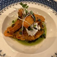 Kürbis-tartar topped with homemade ricotta  at Cafe Le Journal in Sankt Wendel