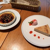 Crème brûlée and cheesecake with strawberry ice  at AIN SOPH.Ginza in Tokyo