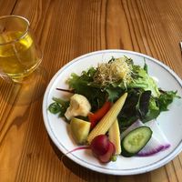 Small salad with the heavenly pancakes at AIN SOPH.Ginza in Tokyo