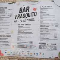 Carta del bar, a enero de 2024. La porra antequerana solo está disponible en verano. at Bar Frasquito in Setenil De Las Bodegas