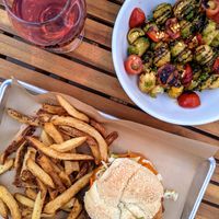 Burger and tots at Grid City Beer Works in Salt Lake City