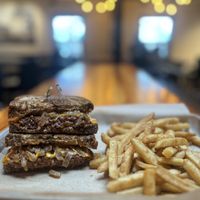 333 melt - hands down the best vegan patty melt  at Grid City Beer Works in Salt Lake City