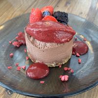 Chocolate cake with fruit sorbet  at Salt & Pepper in Medulin