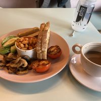 Full English, hot chocolate  at Kinder Kitchen in South East London