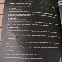 Menú with small dishes at Citta in Hamburg