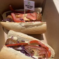 vegan hot dog - so good! 😍😍😍 at Nissi Beach Cafe in Kos