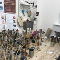 Art supplies  at Artelier Cafe & Bar in Bratislava