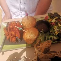 Beetroot sliders and sweet potato fries at Black Cat Café in Gozo