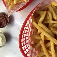 Belgian fries!  at Kitsune Burgers in Brussels