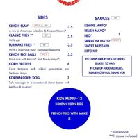 Menu at Kitsune Burgers in Brussels