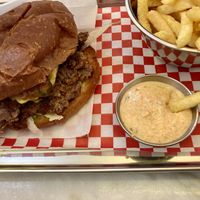 Double Smash Burger with Frites Classique and Sauce Relish   at Kitsune Burgers in Brussels
